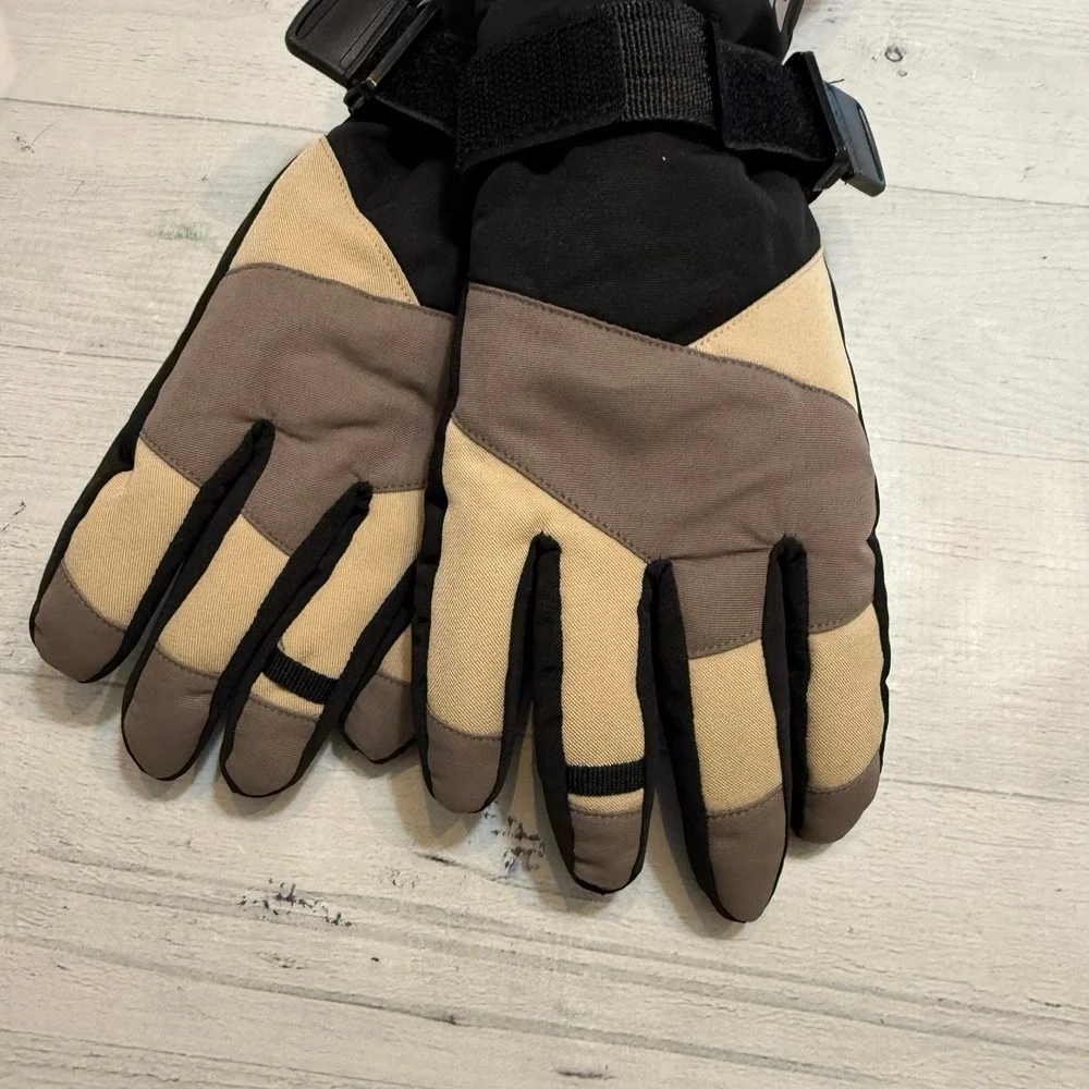 Ozark Trail boys winter ski gloves black beige grey L/XL NEW